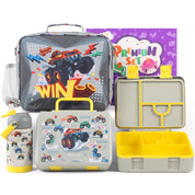 rockpapa 5 Compartment Bento Lunch Box for Kids with Uensils & Insulated Water Bottle & Lunch Bag with Strap, BPA-Free Lunch box Containers Set for School Boys Girls Ages 3+ (White Rainbow)