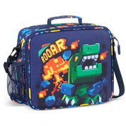 rockpapa Kids Lunch Bag for Kids with Strap, Waterproof, Stain & Oil-Resistant, Insulated LunchBag, Reusable Lunch Tote Bag Holds Lunch Box, Water Bottle & Snacks for School (Grey Constr Trucks)