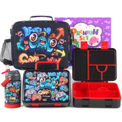 rockpapa 5 Compartment Bento Lunch Box for Kids with Uensils & Insulated Water Bottle & Lunch Bag with Strap, BPA-Free Lunch box Containers Set for School Boys Girls Ages 3+ (White Rainbow)
