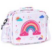 rockpapa Kids Lunch Bag for Kids with Strap, Waterproof, Stain & Oil-Resistant, Insulated LunchBag, Reusable Lunch Tote Bag Holds Lunch Box, Water Bottle & Snacks for School (Grey Constr Trucks)