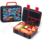 rockpapa 5 Compartment Bento Lunch Box for Kids, Leak Proof, Dishwasher Safe, BPA Free Materials, 47oz Snack Bento Box with Utensils & Handle for Boys Girls Ages 3+ (Purple Butterfly)