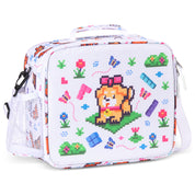 rockpapa Kids Lunch Bag for Kids with Strap, Waterproof, Stain & Oil-Resistant, Insulated LunchBag, Reusable Lunch Tote Bag Holds Lunch Box, Water Bottle & Snacks for School (Grey Constr Trucks)