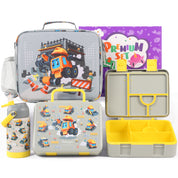 rockpapa 5 Compartment Bento Lunch Box for Kids with Uensils & Insulated Water Bottle & Lunch Bag with Strap, BPA-Free Lunch box Containers Set for School Boys Girls Ages 3+ (White Rainbow)