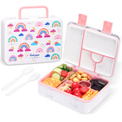 rockpapa 5 Compartment Bento Lunch Box for Kids, Leak Proof, Dishwasher Safe, BPA Free Materials, 47oz Snack Bento Box with Utensils & Handle for Boys Girls Ages 3+ (Purple Butterfly)