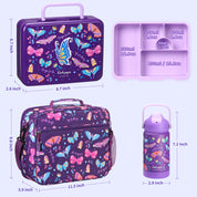 rockpapa 5 Compartment Bento Lunch Box for Kids with Uensils & Insulated Water Bottle & Lunch Bag with Strap, BPA-Free Lunch box Containers Set for School Boys Girls Ages 3+