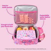 rockpapa Kids Lunch Bag for Kids with Strap, Waterproof, Stain & Oil-Resistant, Insulated LunchBag, Reusable Lunch Tote Bag Holds Lunch Box, Water Bottle & Snacks for School (Pink Unicorn)