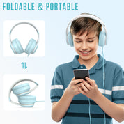 Rockpapa L22 Folding Wired Kids Headphones with Microphone for School Travel Laptop Tablet
