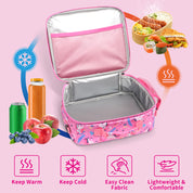 rockpapa Kids Lunch Bag for Kids with Strap, Waterproof, Stain & Oil-Resistant, Insulated LunchBag, Reusable Lunch Tote Bag Holds Lunch Box, Water Bottle & Snacks for School (Pink Unicorn)