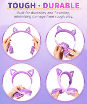 Rockpapa Led Kids Headphones Wired with Cat Ear for Girls Gift