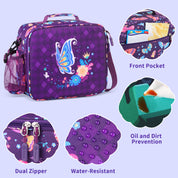 rockpapa 5 Compartment Bento Lunch Box for Kids with Uensils & Insulated Water Bottle & Lunch Bag with Strap, BPA-Free Lunch box Containers Set for School Boys Girls Ages 3+