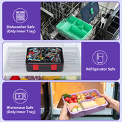rockpapa 5 Compartment Bento Lunch Box for Kids, Leak Proof, Dishwasher Safe, BPA Free Materials, 47oz Snack Bento Box with Utensils & Handle for Boys Girls Ages 3+ (Purple Butterfly)