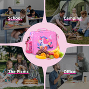 rockpapa Kids Lunch Bag for Kids with Strap, Waterproof, Stain & Oil-Resistant, Insulated LunchBag, Reusable Lunch Tote Bag Holds Lunch Box, Water Bottle & Snacks for School (Pink Unicorn)