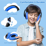 Rockpapa Comfort+ Wired Kids Headphones with Microphones for School Travel