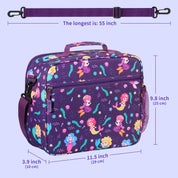 rockpapa Kids Lunch Bag for Kids with Strap, Waterproof, Stain & Oil-Resistant, Insulated LunchBag, Reusable Lunch Tote Bag Holds Lunch Box, Water Bottle & Snacks for School (Purple Mermaid)
