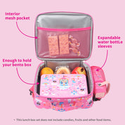 rockpapa 5 Compartment Bento Lunch Box for Kids with Uensils & Insulated Water Bottle & Lunch Bag with Strap, BPA-Free Lunch box Containers Set for School Boys Girls Ages 3+ (Pink Fairies)