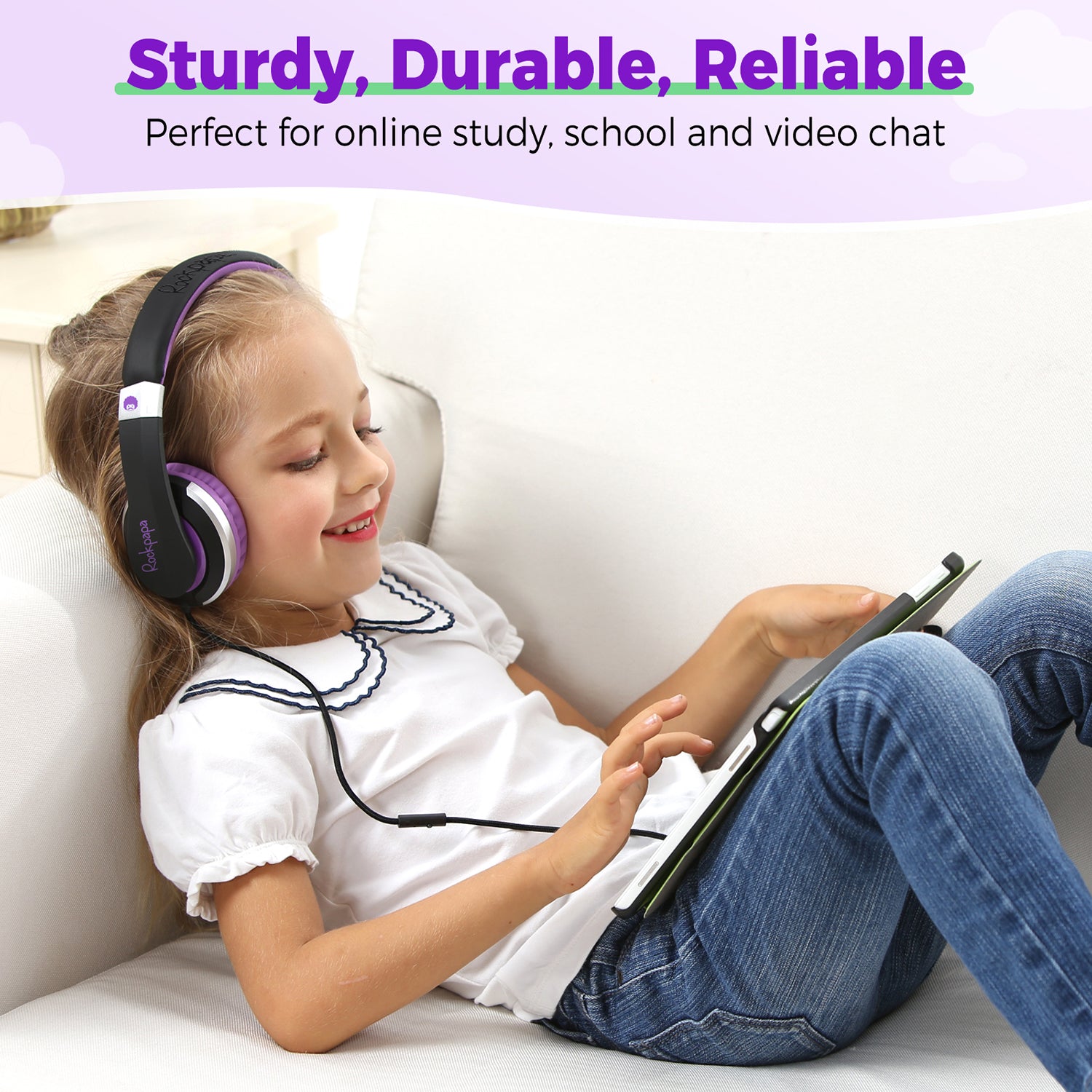 Rockpapa I20 Foldable Kids Headphones Wired with Microphone for