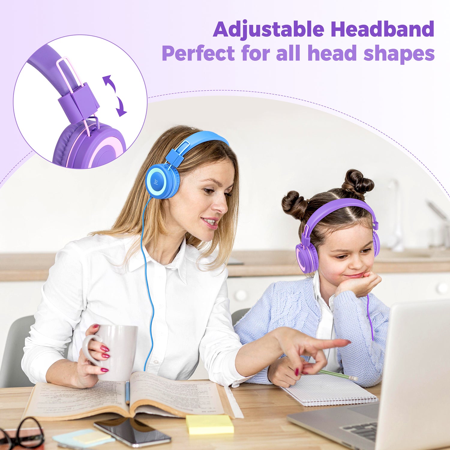 Yomuse C89 Foldable Kids Headphones Wired without Microphone for School