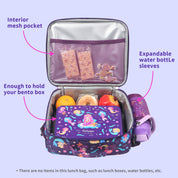 rockpapa Kids Lunch Bag for Kids with Strap, Waterproof, Stain & Oil-Resistant, Insulated LunchBag, Reusable Lunch Tote Bag Holds Lunch Box, Water Bottle & Snacks for School (Purple Mermaid)