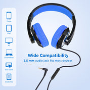 Rockpapa Comfort+ Wired Kids Headphones with Microphones for School Travel