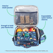 rockpapa Kids Lunch Bag for Kids with Strap, Waterproof, Stain & Oil-Resistant, Insulated LunchBag, Reusable Lunch Tote Bag Holds Lunch Box, Water Bottle & Snacks for School