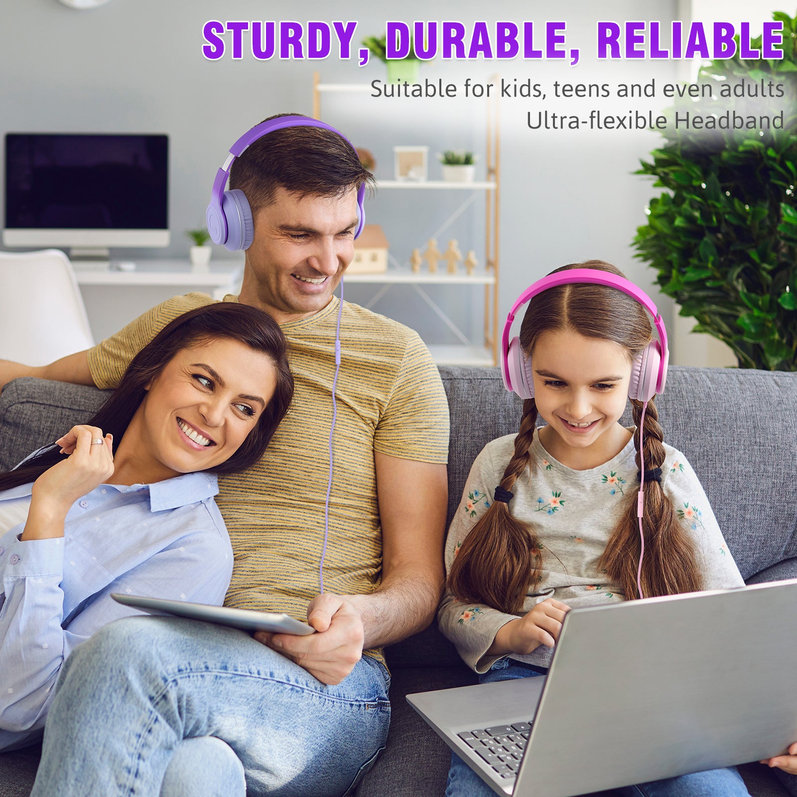 rockpapa L22 Wired Headphones for Kids Girls Boys Women with Microphone, Foldable 3.5mm Corded Headphones for School Chromebooks Tablet Laptop Airplane