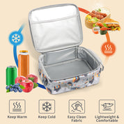rockpapa Kids Lunch Bag for Kids with Strap, Waterproof, Stain & Oil-Resistant, Insulated LunchBag, Reusable Lunch Tote Bag Holds Lunch Box, Water Bottle & Snacks for School (Grey Constr Trucks)