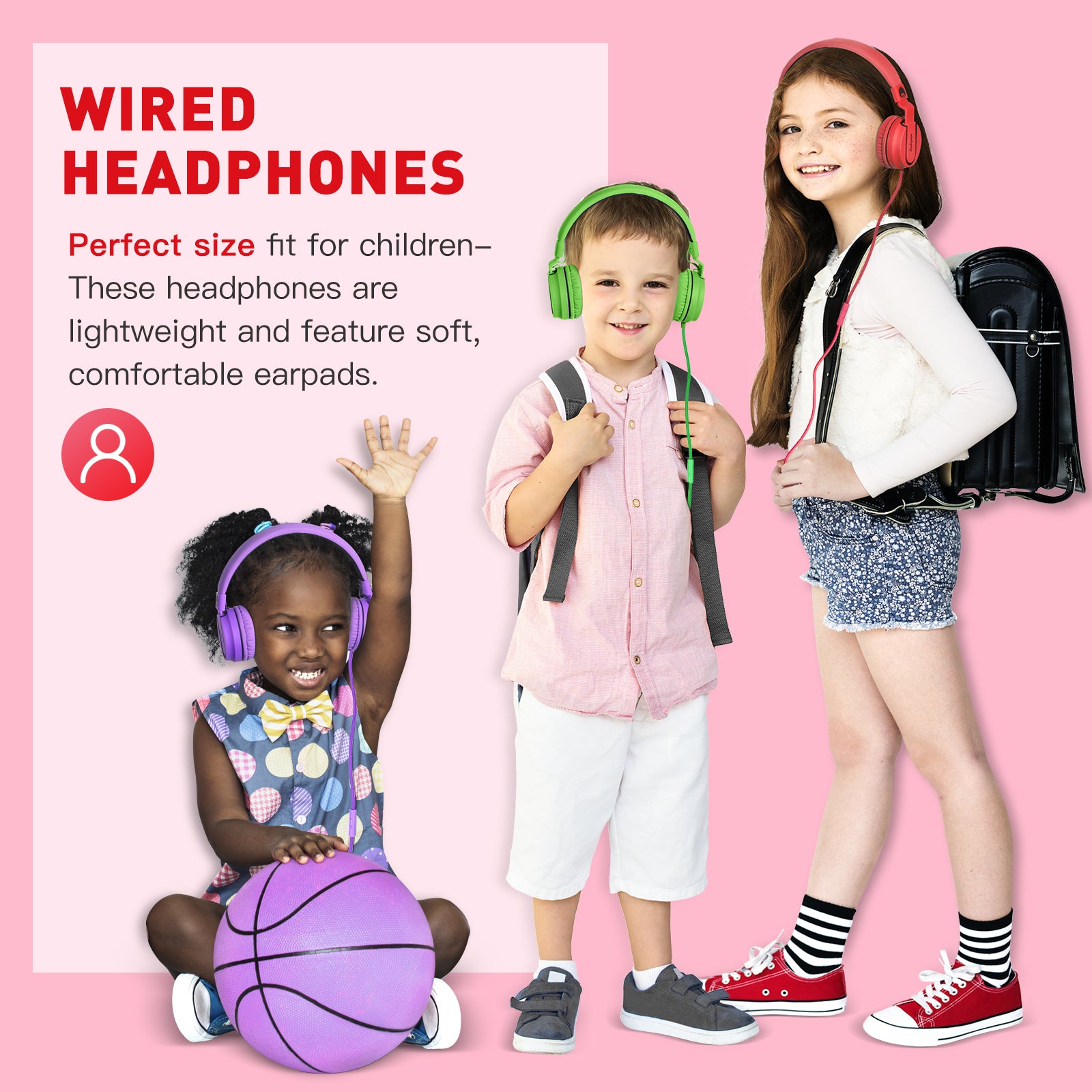 Rockpapa 950 Foldable Wired Headphones with Microphone for Kids for School Travel