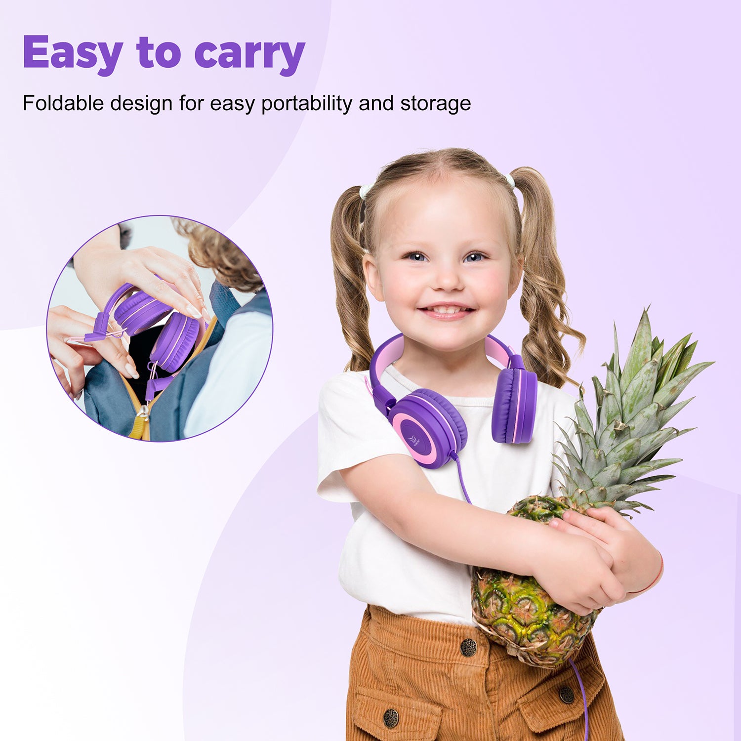 Yomuse C89 Foldable Kids Headphones Wired without Microphone for School