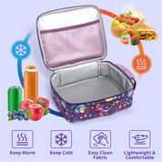 rockpapa Kids Lunch Bag for Kids with Strap, Waterproof, Stain & Oil-Resistant, Insulated LunchBag, Reusable Lunch Tote Bag Holds Lunch Box, Water Bottle & Snacks for School (Purple Mermaid)