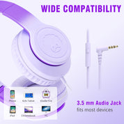 rockpapa L22 Wired Headphones for Kids Girls Boys Women with Microphone, Foldable 3.5mm Corded Headphones for School Chromebooks Tablet Laptop Airplane