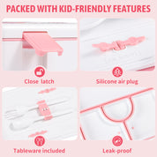 rockpapa 5 Compartment Bento Lunch Box for Kids, Leak Proof, Dishwasher Safe, BPA Free Materials, 47oz Snack Bento Box with Utensils & Handle for Boys Girls Ages 3+ (White Pets Dog)