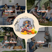 rockpapa Kids Lunch Bag for Kids with Strap, Waterproof, Stain & Oil-Resistant, Insulated LunchBag, Reusable Lunch Tote Bag Holds Lunch Box, Water Bottle & Snacks for School (Grey Constr Trucks)