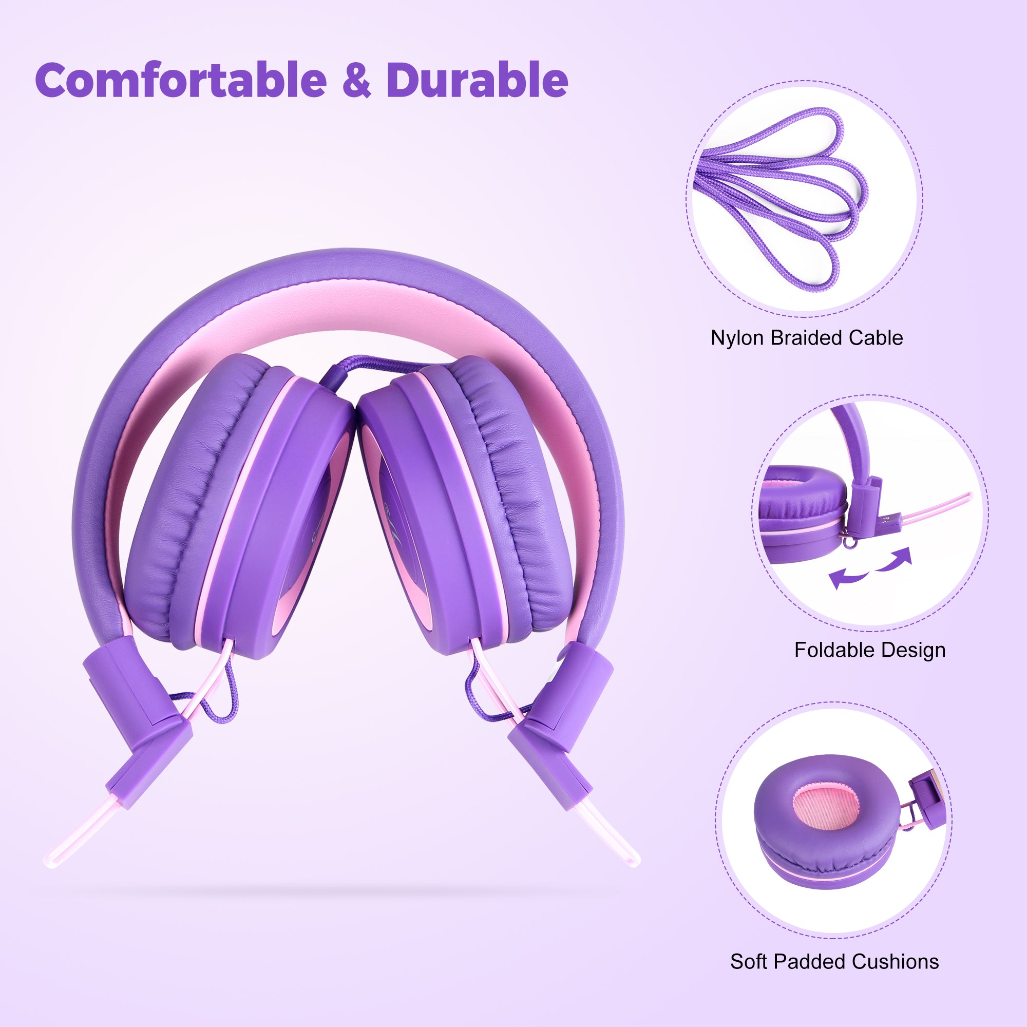 Yomuse C89 Foldable Kids Headphones wired / No Microphone