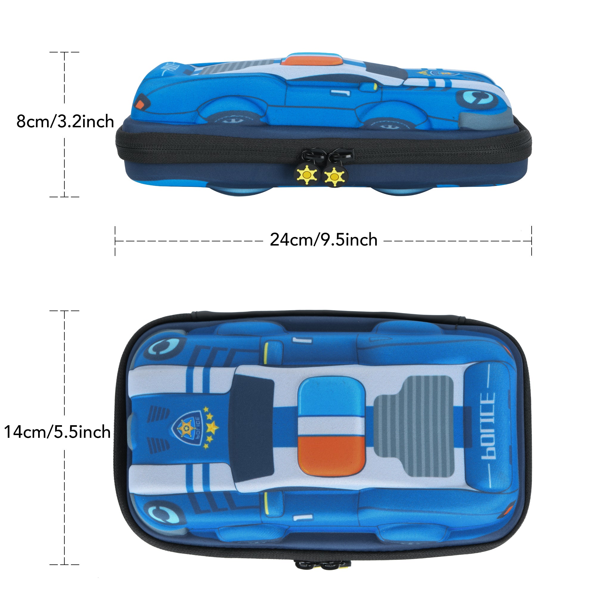 Rockpapa Police Car Large Pencil Cases, Big Pencil Case for Boys & Girls, Small Storage Box for School Students Boys Teens Kids Toddlers