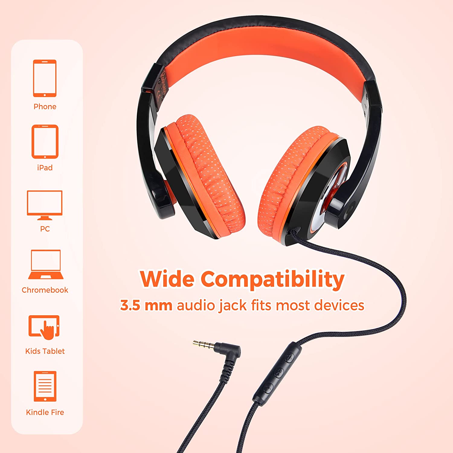 Rockpapa Comfort+ Kids Headphones with Microphone & Volume Controller