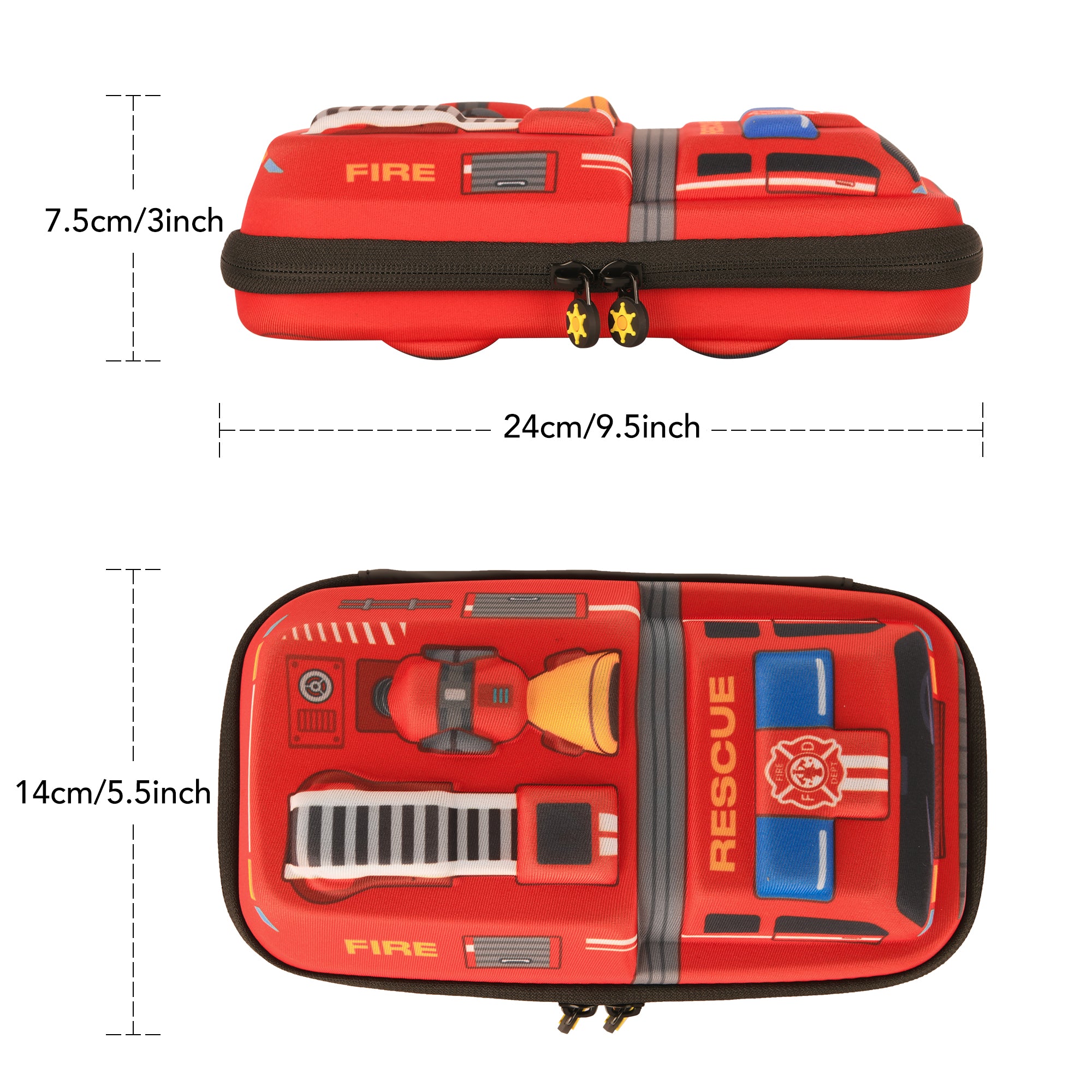 Rockpapa Fire Truck Large Pencil Cases, Big Pencil Case for Boys & Girls, Small Storage Box for School Students Boys Teens Kids Toddlers