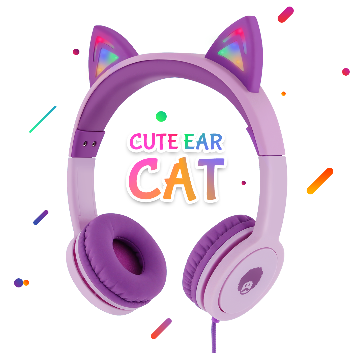 Rockpapa Led Headphones with Cat Ear for Kids Baby